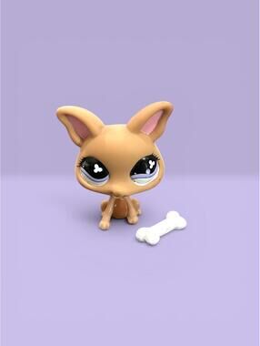 Littlest Pet Shop LPS Chihuahua #461 with Bone Accessory.